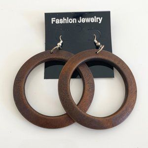 Boho Wood Hoop Earrings